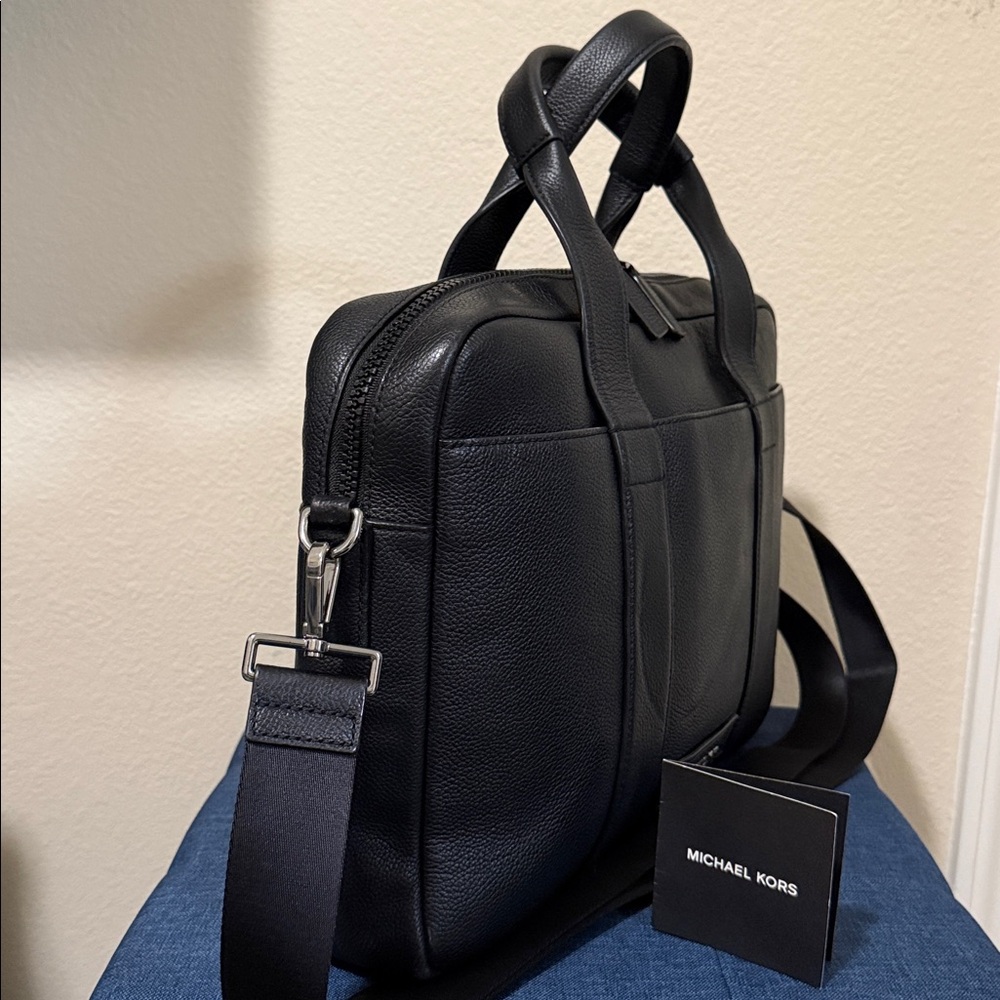 Michael Kors Men’s Cooper Large Leather Briefcase - Black - Picture 3 of 14
